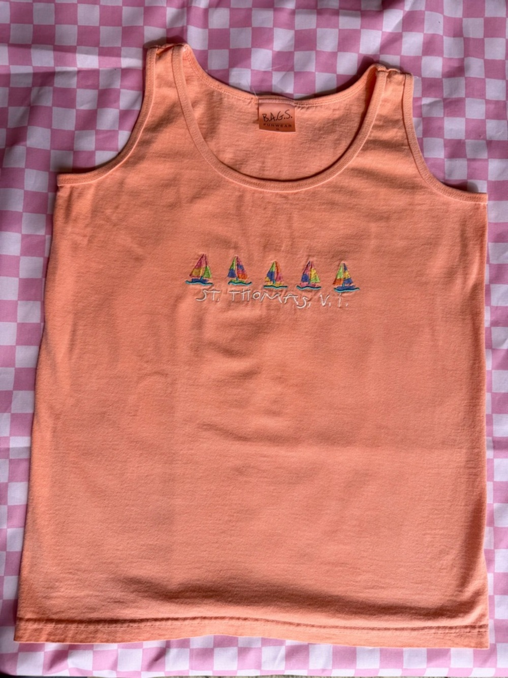 Peach Embroidered Sailboat Tank Top - Picture 5 of 7